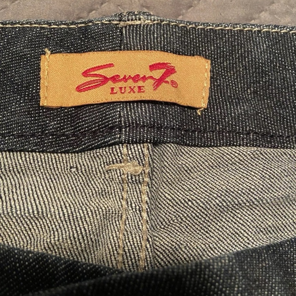 Seven7 Jeans Women Size 20 Dark Denim Flared  Embroidered Pocket Cotton Blend - Picture 11 of 16